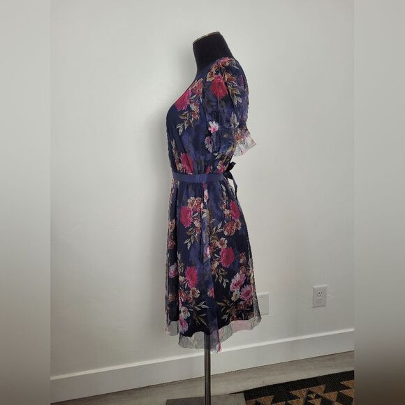 Candalite Petite Medium Floral Dress Purple Blue Dance Formal Fairy Bloomcore - Picture 4 of 11